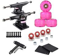 HGJHJJHK Camión de Skateboard: camión de Skate Skate Camiones 2pcs con Accesorio de cojinete de Almohadilla para la Almohadilla del Elevador de la Rueda de Skate, Rosa de Flash Negro