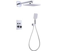 HGJHJJHK Ducha termostática Fuacet Set, Push Button Shower System, Temperatura, Cabezal de Ducha de Lluvia con Ducha de Mano, Juego de Ducha de Lluvia montado en la Pared, Cromo