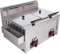 HGJHJJHK Freidora de Gas Comercial Cilindro Doble Canasta Frezy Fryer Fryer Fry Fries Fryer Fryer Fryer Profesional de Gas Freidora con Plato de condimento de Acero Inoxidable
