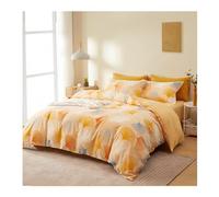 HGJHJJHK Funda Nórdica Estilo Jardín Naranja Ginkgo Biloba Juego De Cama Botánico Elegante De 4 Piezas con Flores Y Hojas Juego De Cama 100% Algodón (Color : Orange, Size : 1.5m Bed Sheet -200x230cm)