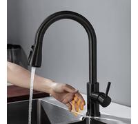 HGJHJJHK Grifo de Grifo de la Cuenca Grifo sin Toque de Grifo táctil Grifo de Sensor infrarrojo grifos Negros de Agua infrarroja de níquel, Negro HWX-Negro