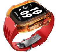 HGJHJJHK Kit de modificación de la caja del reloj de glaciar transparente de lujo, para la banda Ultra 8 7 6 5 4 SE 44 mm 45 mm 49 mm Reloj de reloj de goma reemplazar