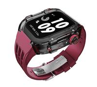 HGJHJJHK Kit de modificación de relojes transparentes de lujo para una banda de 45 mm de 44 mm estuche+correa de reloj, para iWatch 8/7/6/5/5/4/SE Accesorios de modificación de la serie
