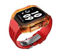 HGJHJJHK Kit de modificación de relojes transparentes de lujo para una banda de 45 mm de 44 mm estuche+correa de reloj, para iWatch 8/7/6/5/5/4/SE Accesorios de modificación de la serie
