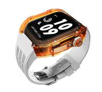 HGJHJJHK Kit de modificación de relojes transparentes de lujo para una banda de 45 mm de 44 mm estuche+correa de reloj, para iWatch 8/7/6/5/5/4/SE Accesorios de modificación de la serie
