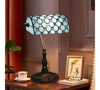 HGJHJJHK Lámpara de banquero lámpara de Mesa de Vidrio manchada de Estilo Tiffany de 10 Pulgadas lámpara de Escritorio Vintage de lámpara de Cuentas