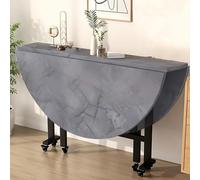 HGJHJJHK Mesa de Cocina de Hoja Redonda Plegable sobre Ruedas - Escritorio de Oficina de Comedor Plegable versátil - Mesa de Cena de extensión de Ahorro de Espacio, Grå, 120 cm/47.2in