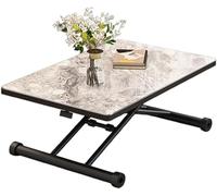 HGJHJJHK Mesa de Comedor de café Convertible con Altura Ajustable Diseño Plegable Mapeta de Madera y Patas de Metal Resistentes, A, 90 * 60 * 10-71 cm