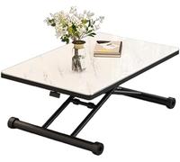 HGJHJJHK Mesa de Comedor de café Convertible con Altura Ajustable Diseño Plegable Mapeta de Madera y Patas de Metal Resistentes, B, 90 * 60 * 10-71 cm