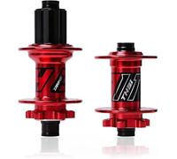 HGJHJJHK MTB Bicete de Freno de Disco BUCH BUBS 32/36 Agujados a través del Cubo de rodamiento del Eje Delantero de 100 mm de 142 mm para 7/8/9/10/11/12 Casete de Velocidad, Rojo, 32 Hoyos