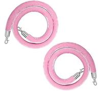 HGJHJJHK Paquete de 2 cuerdas de terciopelo rosa, 60, 90, 100, 150, 200, 300 cm, cuerda de soporte con ganchos plateados pulidos, barrera de cuerdas de control de multitudes para decoración de fiesta