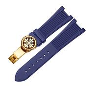 HGJHJJHK Para PP Patek Philippe Silicone Watch Belt 5711 5712G Nautilus Ratch Strap Interfaz especial 25 mm*13 mm Banda de vigilancia (color: negro-silver-b, tamaño: 25-13 mm)