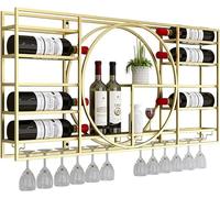 HGJHJJHK Partita de Vino montada en la Pared, Estante de Viento Industrial de Hierro Forjado, exhibición de decoración del gabinete de reinicio de la casa, D, 100x11x52cm