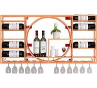 HGJHJJHK Partita de Vino montada en la Pared, Estante de Viento Industrial de Hierro Forjado, exhibición de decoración del gabinete de reinicio en el hogar, E, 90x11x42cm