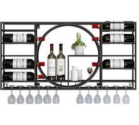 HGJHJJHK Pastilla de Vino montada en la Pared, Estante de Viento Industrial de Hierro Forjado, exhibición de decoración del gabinete de reinicio de la casa, B, 90x11x42cm