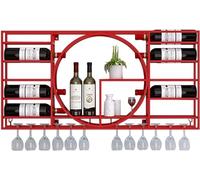 HGJHJJHK Pastilla de Vino montada en la Pared, Rejilla de Viento Industrial de Hierro Forjado, exhibición de decoración del gabinete de reinicio del hogar, F, 90x11x42cm