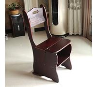 HGJHJJHK Silla de escalera plegable de 4 niveles de madera maciza de doble uso, taburete de 4 escalones, escalera multifuncional para el hogar, tienda de almacenamiento, escalada (color: color nogal