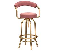 HGJHJJHK Taburete de bar giratorio de terciopelo con respaldo, moderno taburete de comedor con reposapiés redondo, ajustable de 70-85 cm (color: rosa)