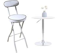 HGJHJJHK Taburete de Bar Plegable Acolchado, Silla Alta Redonda Plegable, Taburete de mostrador de Cocina con Respaldo y reposapiés, un Color, 60 cm/24 Pulgadas
