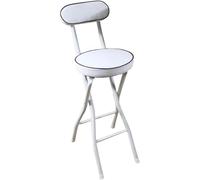HGJHJJHK Taburete de Bares portátiles con Respaldo y reposapiés, Silla Plegable de Altura de mostrador con Marco de Acero para el Desayuno de la Isla de Cocina en casa, 2pcs Blanco, 65 cm/26 Pulgadas