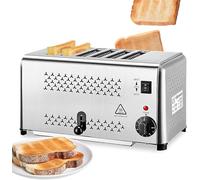 HGJHJJHK Toster Comercial de 6 rebanadas, 3240 W tostadora de Acero Inoxidable Cepillado tragamonedas Extra tostadores Bandeja para migajas extraíble para Varios Tipos de Pan, Acero Inoxidable, 3240W