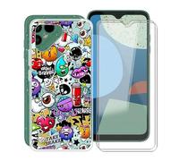 HGJTF Funda para Fairphone 4 (6.3") + 2 X Protector de Pantalla, Ultrafino Translucent TPU Fundas Suave Silicona Antichoque Case Carcasa para Fairphone 4 - Dibujos Animados