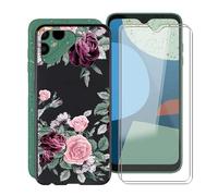 HGJTF Funda para Fairphone 4 (6.3") con 2 Piezas Protector de Pantalla, Ultrafina Antigolpes Suave Silicone Case Negro TPU Bumper Carcasa para Fairphone 4 - Rosa Roja