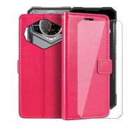 HGJTFANY Cartera Funda para Doogee S200 Plus (6.72") + Cristal Templado Película, Flip Folio Cuero Carcasa Funciones de Soporte, con Forro Suave de TPU Cover para Doogee S200 Plus - RosRed