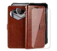 HGJTFANY Cartera Funda para Doogee S200 Plus (6.72") + Cristal Templado Película, Flip Folio Cuero Carcasa Funciones de Soporte, con Forro Suave de TPU Cover para Doogee S200 Plus - Brown