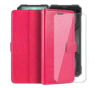 HGJTFANY Cartera Funda para Doogee S200X VIP (6.72") + Cristal Templado Película, Flip Folio Cuero Carcasa Funciones de Soporte, con Forro Suave de TPU Cover para Doogee S200X VIP - RosRed