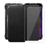 HGJTFANY Flip Funda + Cristal Templado para Blackview Rock 3 6.78" - Black | Anti Rasguño Protector de pantalla, PU Leather Soporte Carcasa, Protección contra caídas Case para Blackview Rock 3
