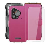 HGJTFANY Funda + Cristal Templado para Blackview BL7000 (6.78"), HD Vidrio Templado con Flip PU Leather Carcasa Soporte Plegable Función de Cover Billetera Case - RosRed