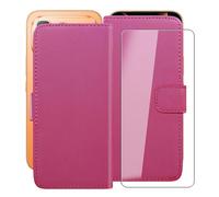HGJTFANY Funda + Cristal Templado para Infinix Note 60 Pro (6.78"), HD Vidrio Templado con Flip PU Leather Carcasa Soporte Plegable Función de Cover Billetera Case - RosRed
