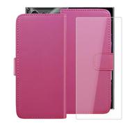 HGJTFANY Funda + Cristal Templado para Oukitel C61 GT (6.88"), HD Vidrio Templado con Flip PU Leather Carcasa Soporte Plegable Función de Cover Billetera Case - RosRed