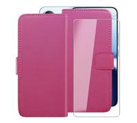 HGJTFANY Funda + Cristal Templado para Poco X8 Pro MAX (6.83"), HD Vidrio Templado con Flip PU Leather Carcasa Soporte Plegable Función de Cover Billetera Case - RosRed