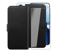 HGJTFANY Funda + Cristal Templado para Poco X8 Pro MAX (6.83"), HD Vidrio Templado con Flip PU Leather Carcasa Soporte Plegable Función de Cover Billetera Case - Black