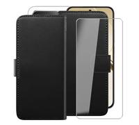 HGJTFANY Funda + Cristal Templado para Realme 16 (6.57"), HD Vidrio Templado con Flip PU Leather Carcasa Soporte Plegable Función de Cover Billetera Case - Black