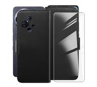 HGJTFANY Funda + Cristal Templado para TCL 50 Pro NxtPaper 5G (6.8"), Vidrio Templado Protector de Pantalla et Flip PU Leather Carcasa Soporte Plegable Función de Cover Billetera Case - Black