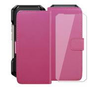 HGJTFANY Funda + Cristal Templado para Ulefone Armor 27T+ (6.78"), HD Vidrio Templado con Flip PU Leather Carcasa Soporte Plegable Función de Cover Billetera Case - RosRed
