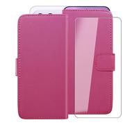 HGJTFANY Funda + Cristal Templado para Vivo X300 FE (6.31"), HD Vidrio Templado con Flip PU Leather Carcasa Soporte Plegable Función de Cover Billetera Case - RosRed