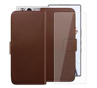 HGJTFANY Funda + Cristal Templado para ZTE Nubia RedMagic 11 Pro (6.85"), HD Vidrio Templado con Flip PU Leather Carcasa Soporte Plegable Función de Cover Billetera Case - Brown