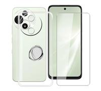 HGJTFANY Funda para Alcatel V3 Pro 5G (6.67") con 1 X Cristal Templado, con 360° Rotación Anillo Soporte, Ultrafina Transparente Suave Silicona Antichoque Carcasa para Alcatel V3 Pro 5G