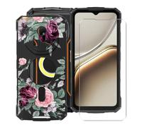 HGJTFANY Funda para Doogee Fire 7 Pro (6.56") + Cristal Templado Película, Negro Silicona Antivibración Cover Ultrafina Suave TPU Anti-caída Carcasa para Doogee Fire 7 Pro -Rosa roja