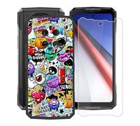 HGJTFANY Funda para Doogee V40 (6.78") + Cristal Templado Película, Negro Silicona Antivibración Cover Ultrafina Suave TPU Anti-caída Carcasa para Doogee V40 -XS40