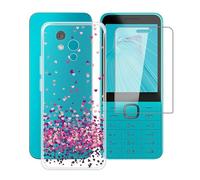 HGJTFANY Funda para Nokia 235 4G 2024 (2.8") con [1 X Cristal Templado Película], Ultrafina Suave Silicone Case Transparente Antichoque TPU Carcasa para Nokia 235 4G 2024 - Corazón Rojo