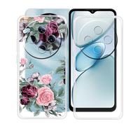 HGJTFANY Funda para Oukitel C5 (6.52"), Ultrafina Transparente Suave Silicone Antichoque Funda, Anti Rasguño TPU Bumper Carcasa para Oukitel C5 - Clear + YQ12