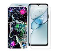 HGJTFANY Funda para Oukitel C5 (6.52"), Ultrafina Transparente Suave Silicone Antichoque Funda, Anti Rasguño TPU Bumper Carcasa para Oukitel C5 - Clear + XT113