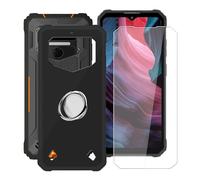 HGJTFANY Funda para Oukitel WP23 Plus (6.52") con [1 x Cristal Templado Película], con 360° Rotación Anillo Soporte Movil, Negro Retirable Suave Silicona TPU Carcasa para Oukitel WP23 Plus