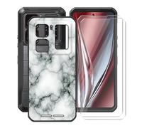 HGJTFANY Funda para Oukitel WP300 5G (6.80") + 2 x Cristal Templado Película, Negro Silicona Antichoque Cover Ultrafina Suave TPU Anti-caída Carcasa para Oukitel WP300 5G - Mármol