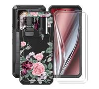 HGJTFANY Funda para Oukitel WP300 5G (6.80") + 2 x Cristal Templado Película, Negro Silicona Antichoque Cover Ultrafina Suave TPU Anti-caída Carcasa para Oukitel WP300 5G - Rosa roja